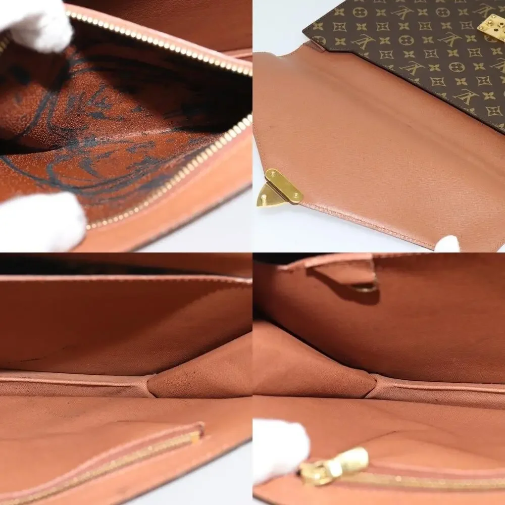Louis Vuitton Monogram Porte Documents Bandouliere Business Bag Brown